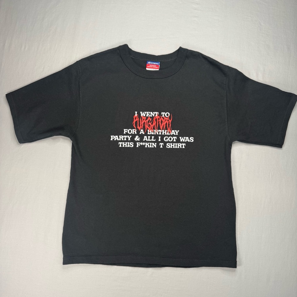 Champion Purgatory Birthday Party Graphic Tee “The Space In Between” Small